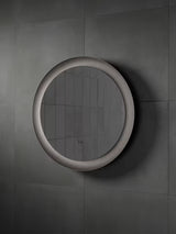 John Lewis Illuminated LED Round Decorative Bathroom Tray Mirror - Grey