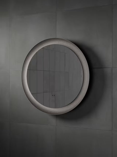 John Lewis Illuminated LED Round Decorative Bathroom Tray Mirror - Grey