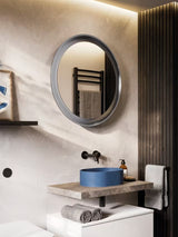 John Lewis Illuminated LED Round Decorative Bathroom Tray Mirror - Grey