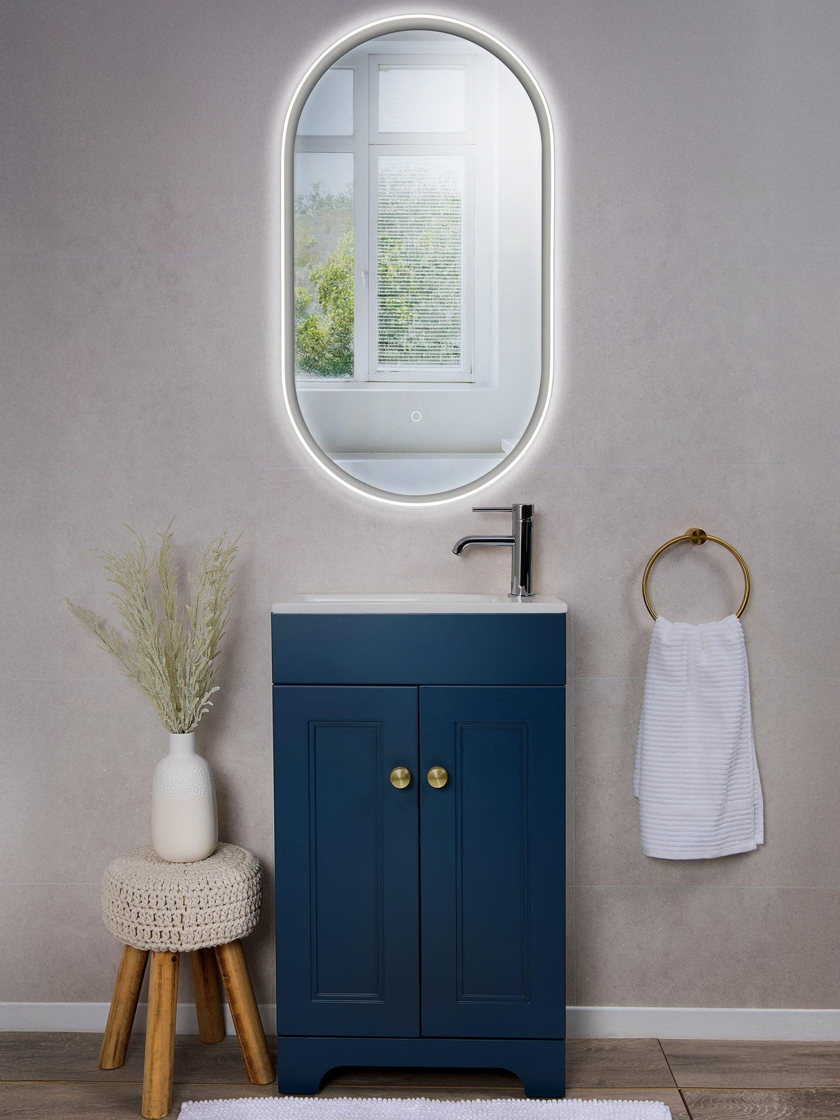 John Lewis Vela Pill LED Heated Illuminated Bathroom Mirror 90 x 50cm Black