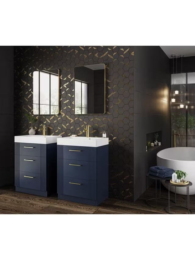 hib. Fusion Curve Wall Mounted Bathroom Mirror - Brushed Brass - H70 x W50cm