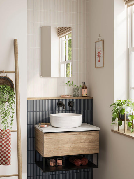 Hib. Fusion Curve Aluminium Bathroom Wall Mirror 60 x 40cm - Matt White
