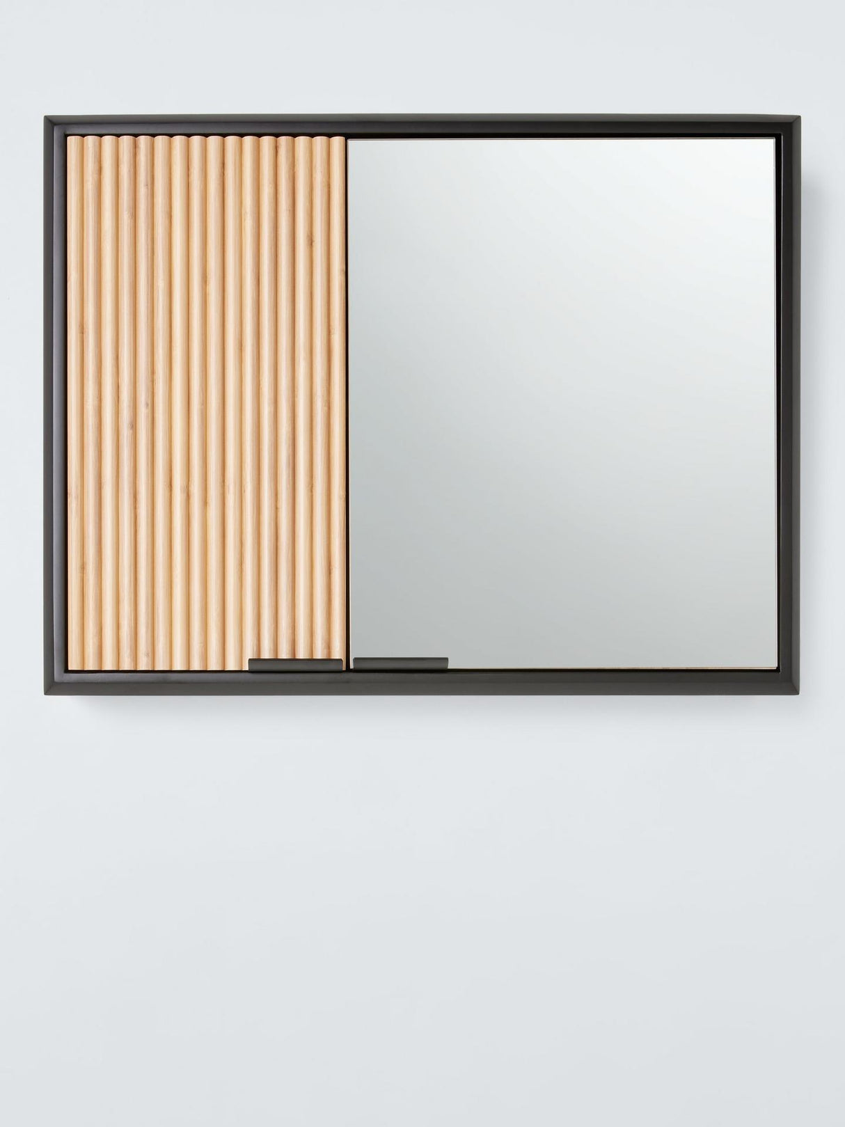 John Lewis ANYDAY Wall Mounted Bamboo Ridge Soft Close Mirror Cabinet Black