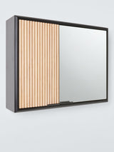 John Lewis ANYDAY Wall Mounted Bamboo Ridge Soft Close Mirror Cabinet Black