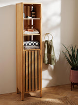 John Lewis Slatted Bathroom Bamboo Freestanding Tallboy - H160 x W36.4 cm