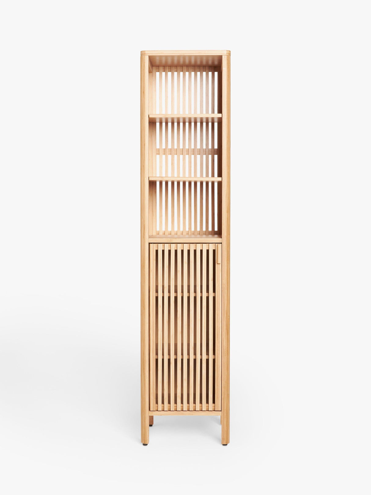 John Lewis Slatted Bathroom Bamboo Freestanding Tallboy - H160 x W36.4 cm
