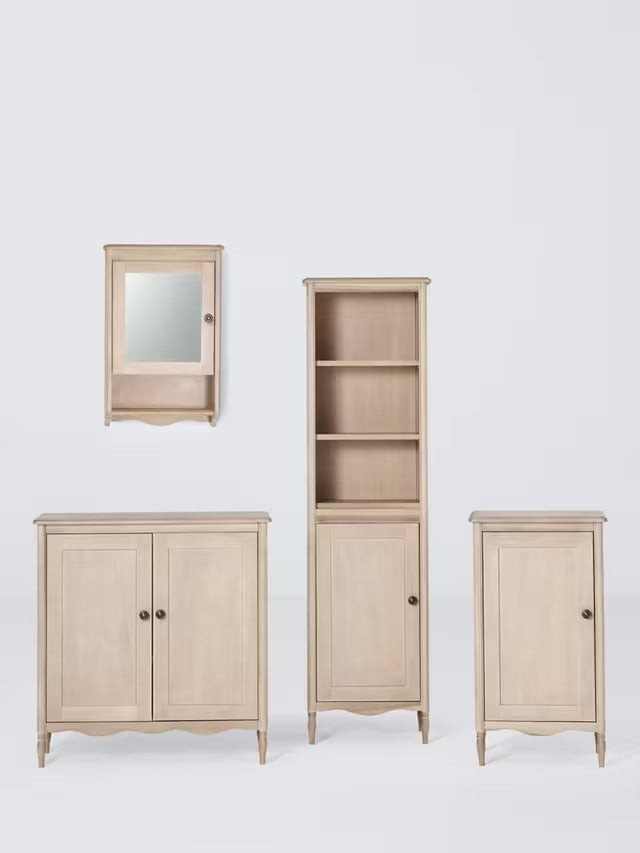 John Lewis Heritage Moisture-Resistant Mirrored Bathroom Cabinet White Wash