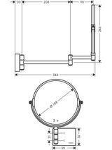 Hansgrohe AddStoris Wall-Mounted Magnifying Shaving Mirror - Matt Black