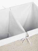 John Lewis & Partners White Rattan 2 Section Laundry Basket - Natural