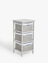John Lewis Handmade Freestanding Rattan 3 Drawer Unit H77 x W34 x D37cm-Grey