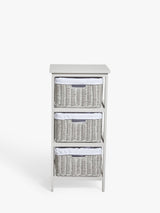John Lewis Handmade Freestanding Rattan 3 Drawer Unit H77 x W34 x D37cm-Grey