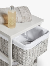 John Lewis Handmade Freestanding Rattan 3 Drawer Unit H77 x W34 x D37cm-Grey