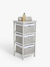John Lewis Handmade Freestanding Rattan 3 Drawer Unit H77 x W34 x D37cm-Grey