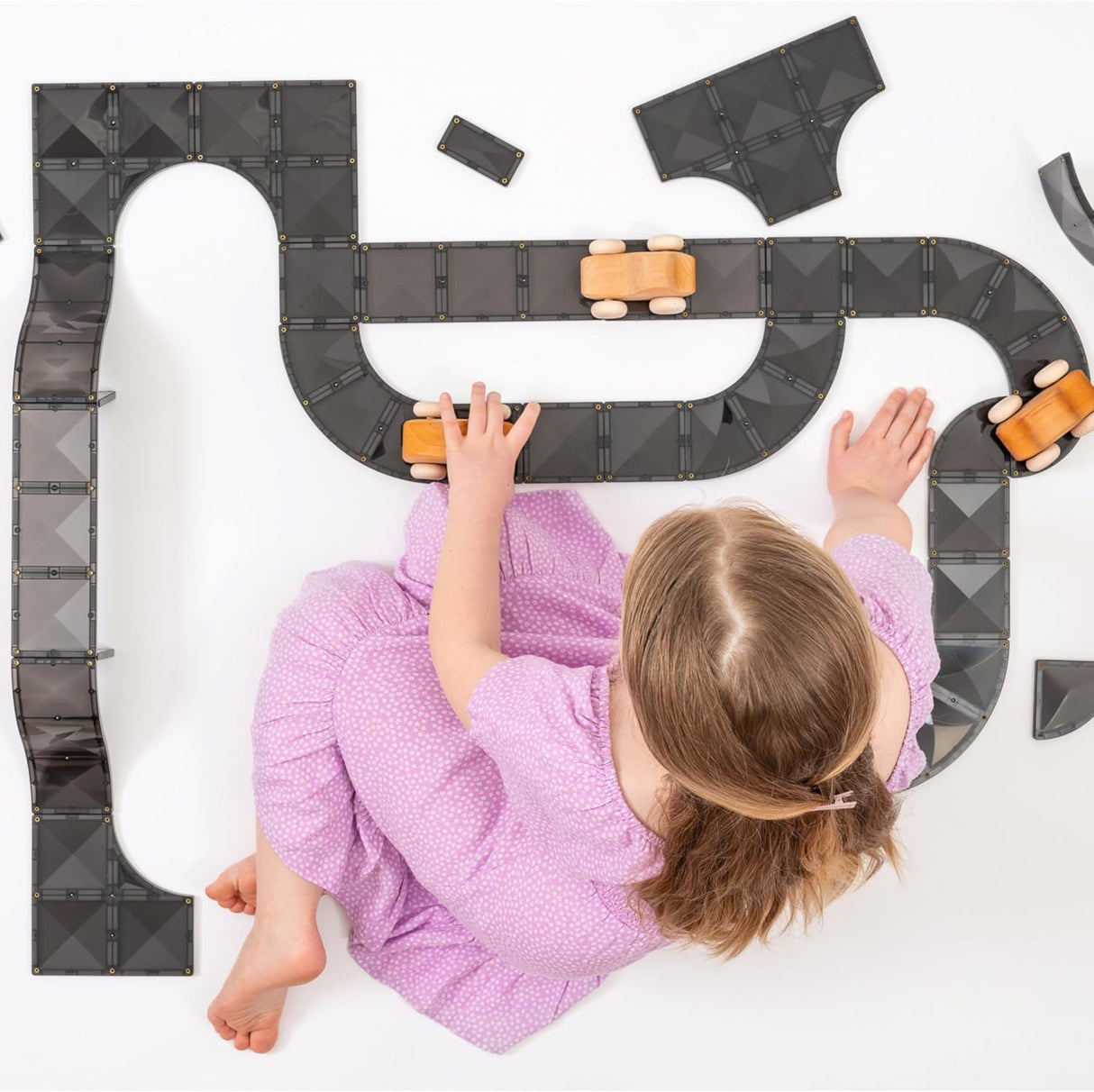 Connetix Roads Creative Pack Magnetic Tiles 48 Piece Set for Kids - Black