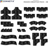 Connetix Roads Creative Pack Magnetic Tiles 48 Piece Set for Kids - Black