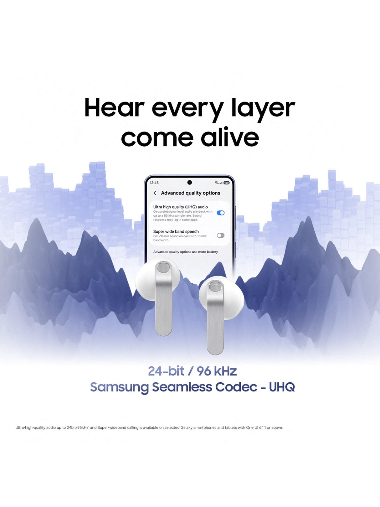 Samsung Galaxy Buds4 True Wireless Earbuds with Galaxy AI Active-NC - White