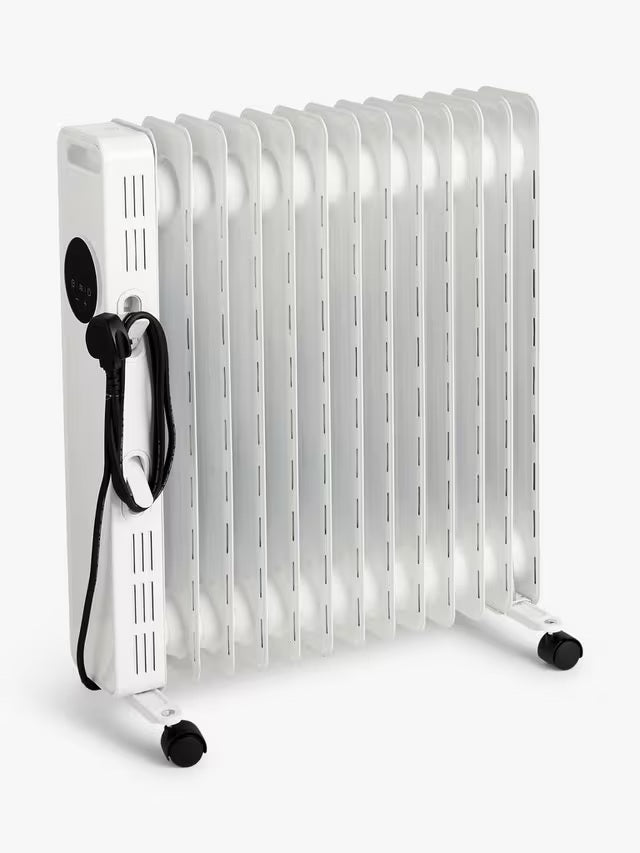 John Lewis 2500W Electric Portable Space Heater Digital Oil Radiator - White