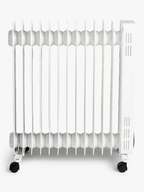 John Lewis 2500W Electric Portable Space Heater Digital Oil Radiator - White