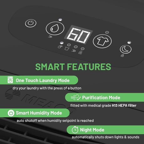 Meaco Arete One Compact Portable Quiet 12L HEPA Dehumidifier & Air Purifier