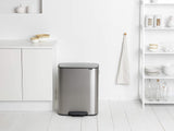 Brabantia Bo Fingerprint Proof 60L Pedal Waste Bin - Matte Steel
