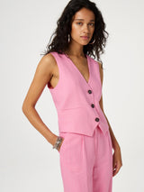 Fabienne Chapot Womens Gigi Linen Rich Waistcoat - Pink Glow - Size 34