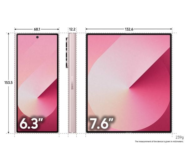 Samsung Galaxy Z Fold6 7.6" 5G Smartphone 256GB Unlocked Dual-SIM-Free - Pink