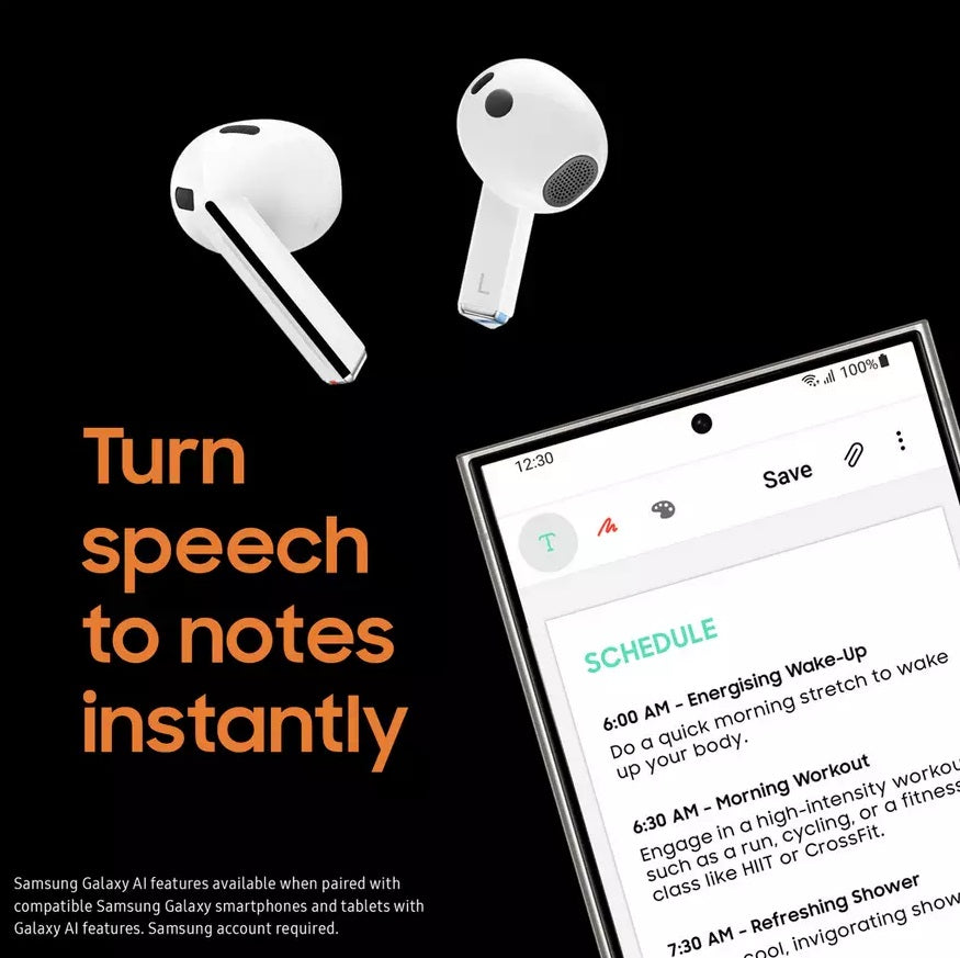 Samsung Galaxy Buds3 True Wireless Bluetooth In-Ear ANC Earbuds - White