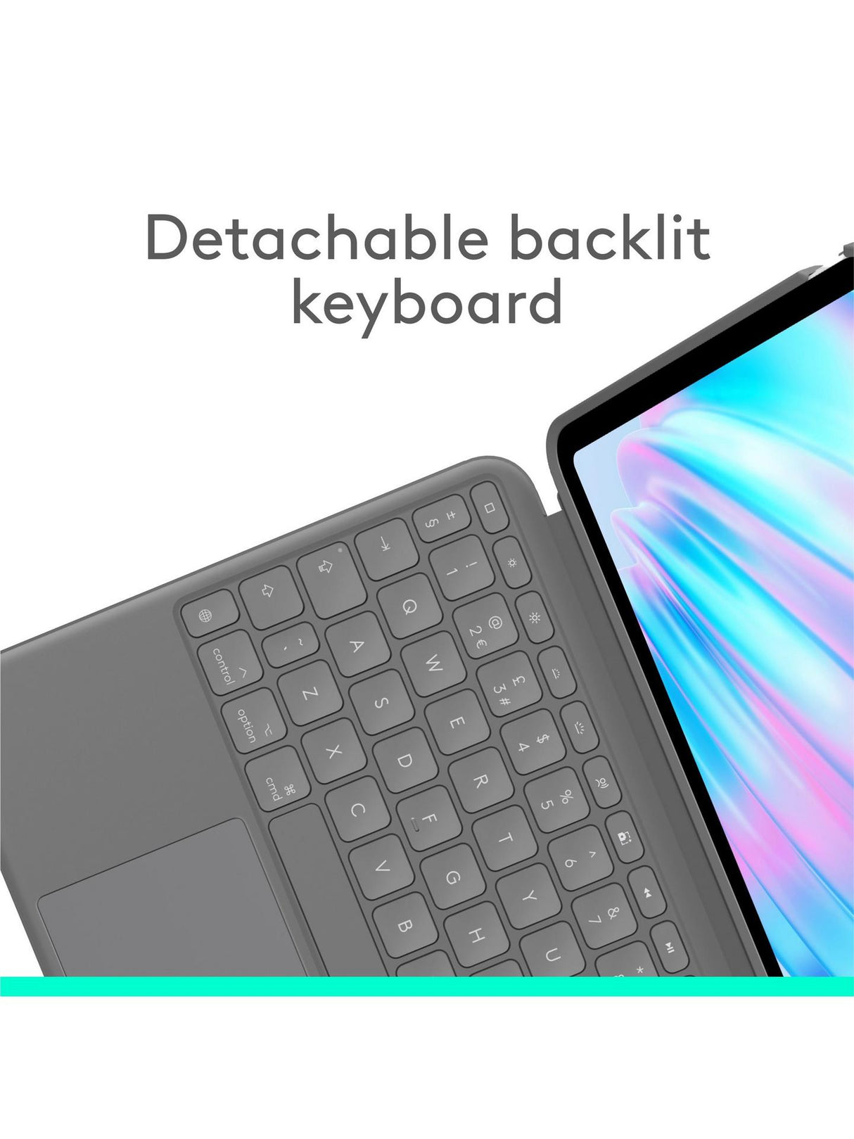 Logitech Combo Touch 920-012635 11” iPad Air Keyboard Folio Case Oxford Grey