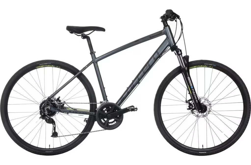 Carrera Endeavour Mens 18 Speed Disc Brake Hybrid Bike - Grey - Large 19"