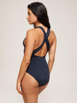 Seafolly Collective Cross Back Swimsuit Womens One Piece True Navy - Size 10