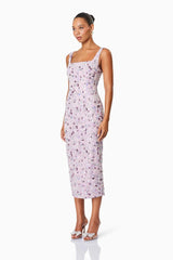 Elliatt Aurora Embellished Sleeveless Cocktail Midi Dress - Pink/Multi - L