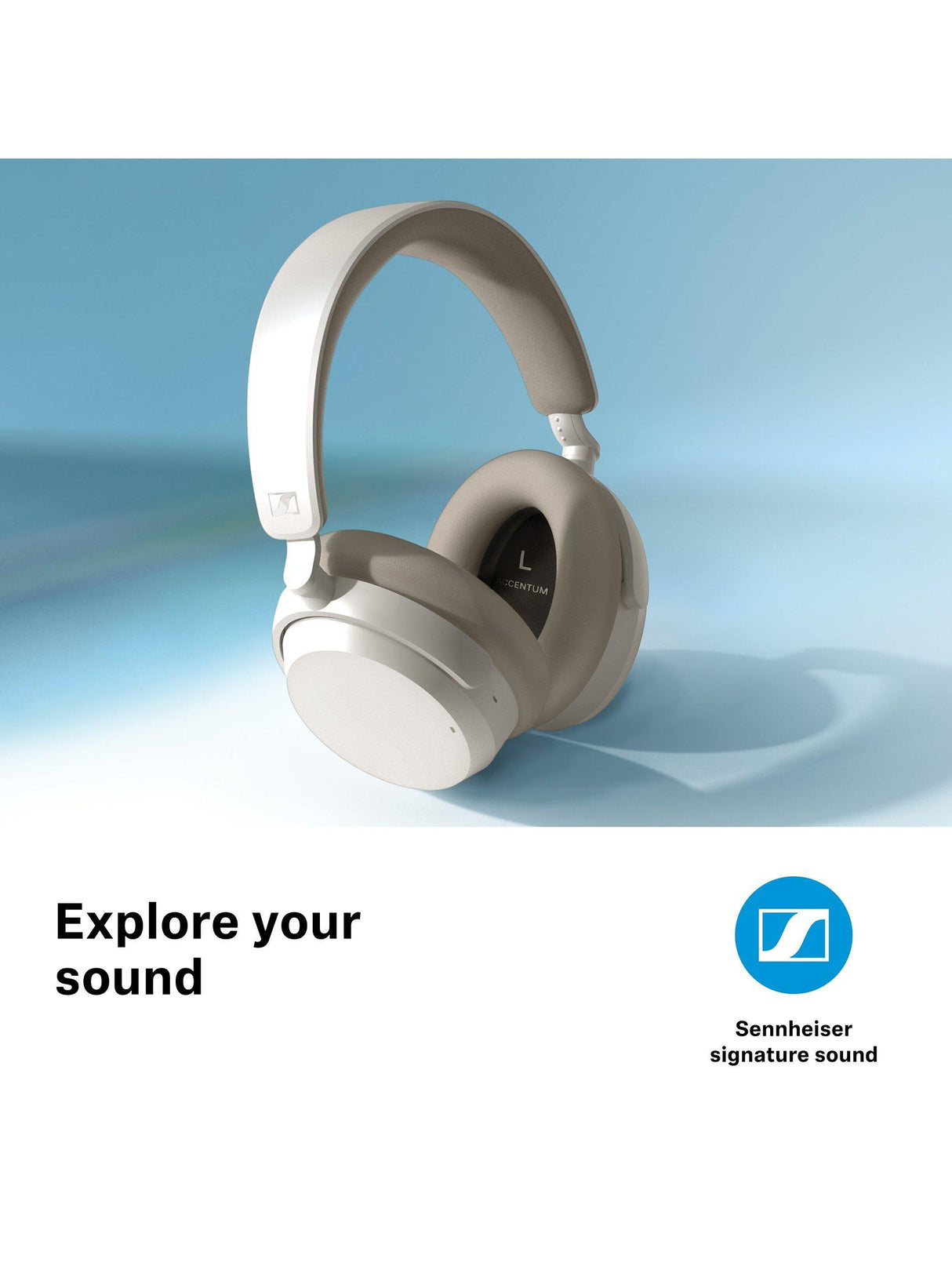 Sennheiser Accentum Wireless Bluetooth OverEar ANC Headphones with Mic White