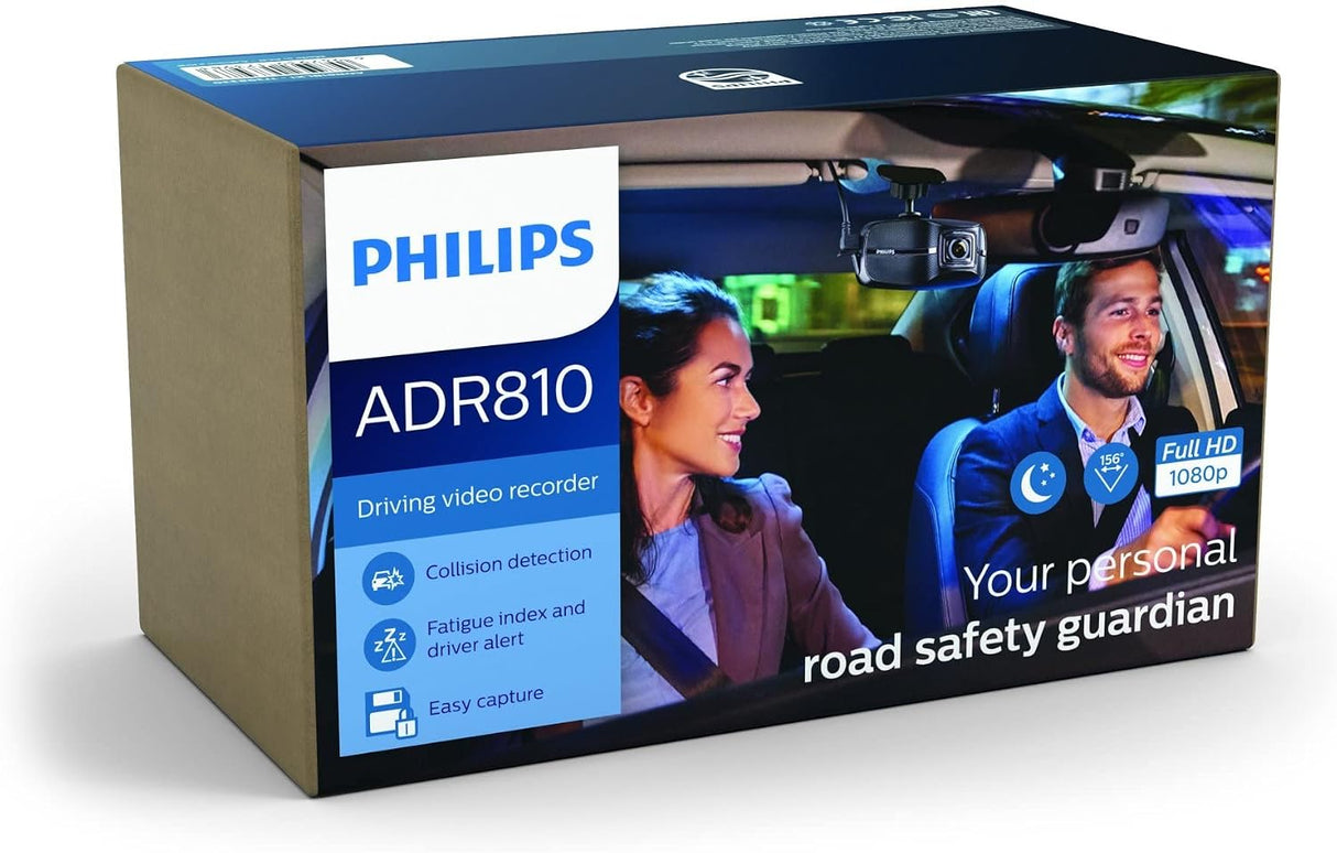 Philips ADR810 2.7in 1080p Full HD Dash Cam 156 Degree Wide Angle - Black
