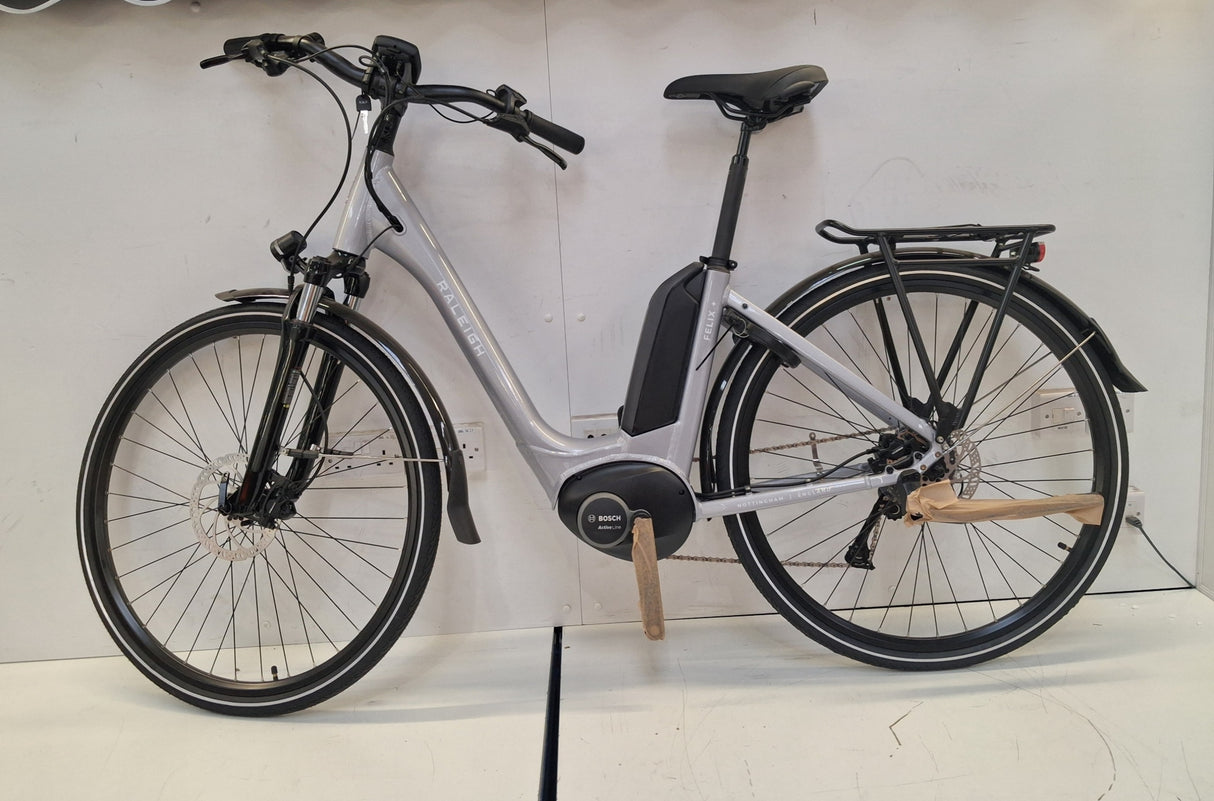 Raleigh Felix+ Low Step-Through Leisure City Hybrid E--Bike ~ Grey ~ 46cm