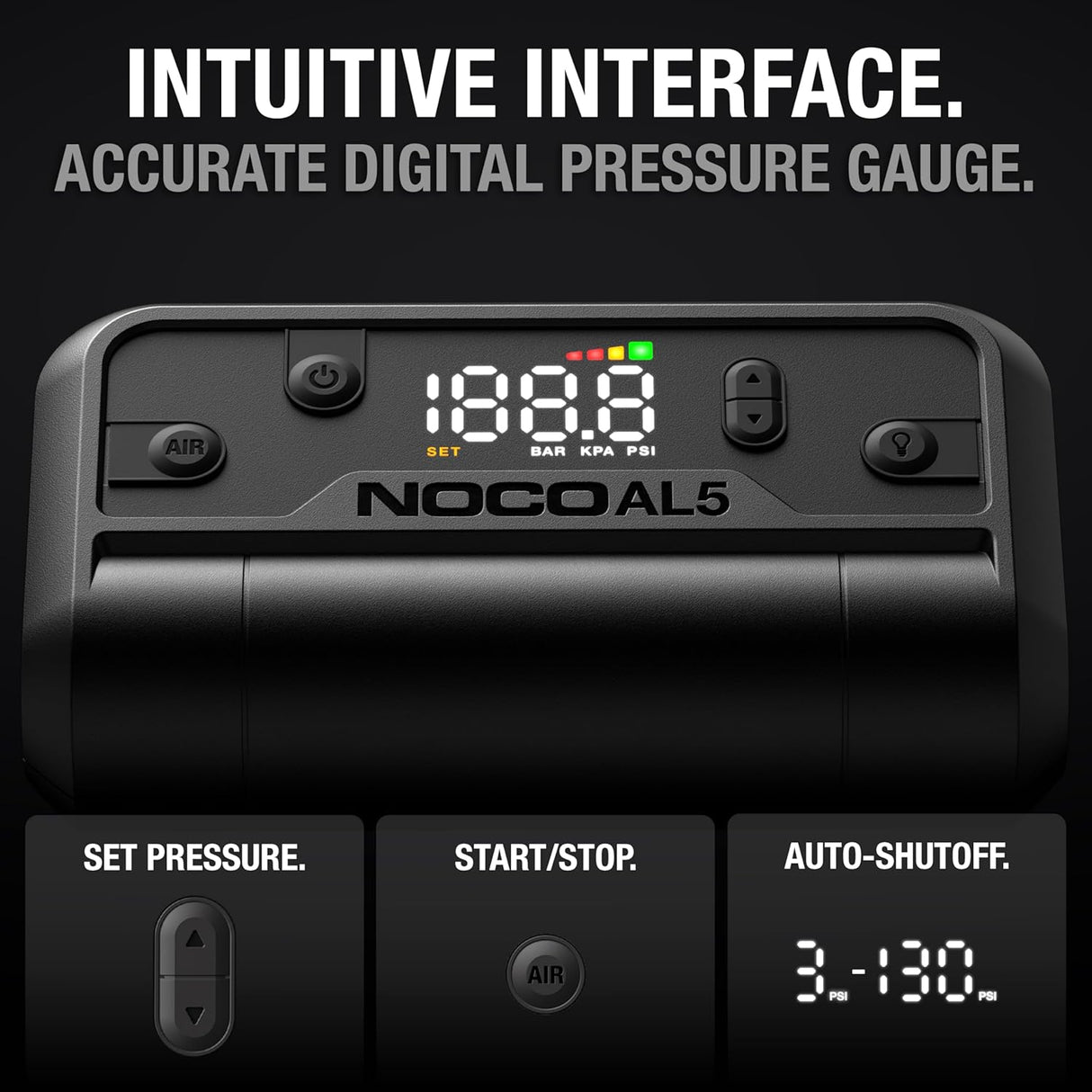 NOCO AL5 12V 5A Cordless Portable Air Compressor 130 PSI Tyre Inflator