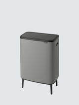 Brabantia Bo Hi 2x 30L Recycling Touch Bin Stainless - Mineral Concrete Grey