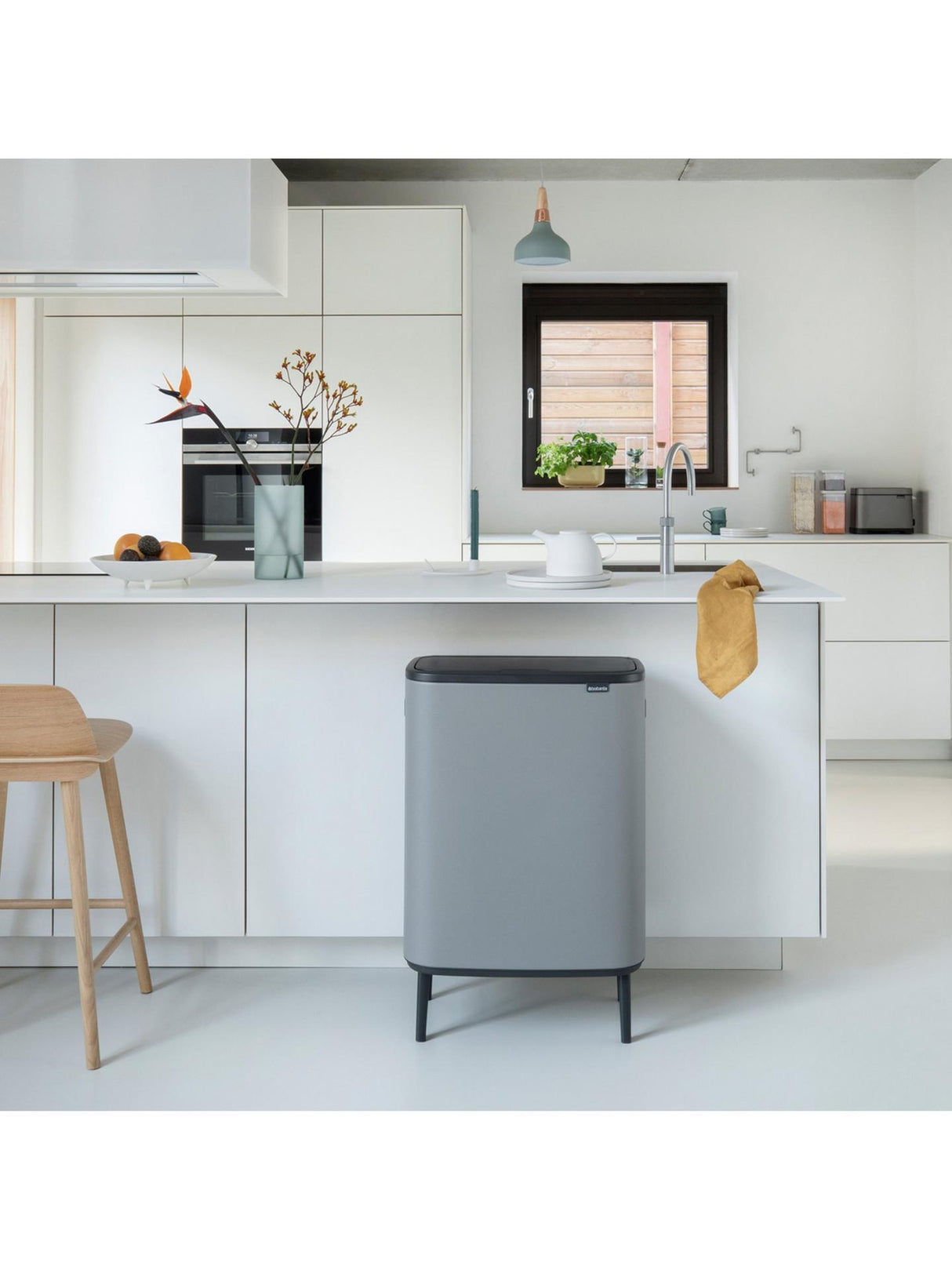 Brabantia Bo Hi 2x 30L Recycling Touch Bin Stainless - Mineral Concrete Grey