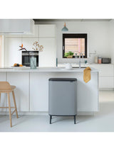 Brabantia Bo Hi 2x 30L Recycling Touch Bin Stainless - Mineral Concrete Grey