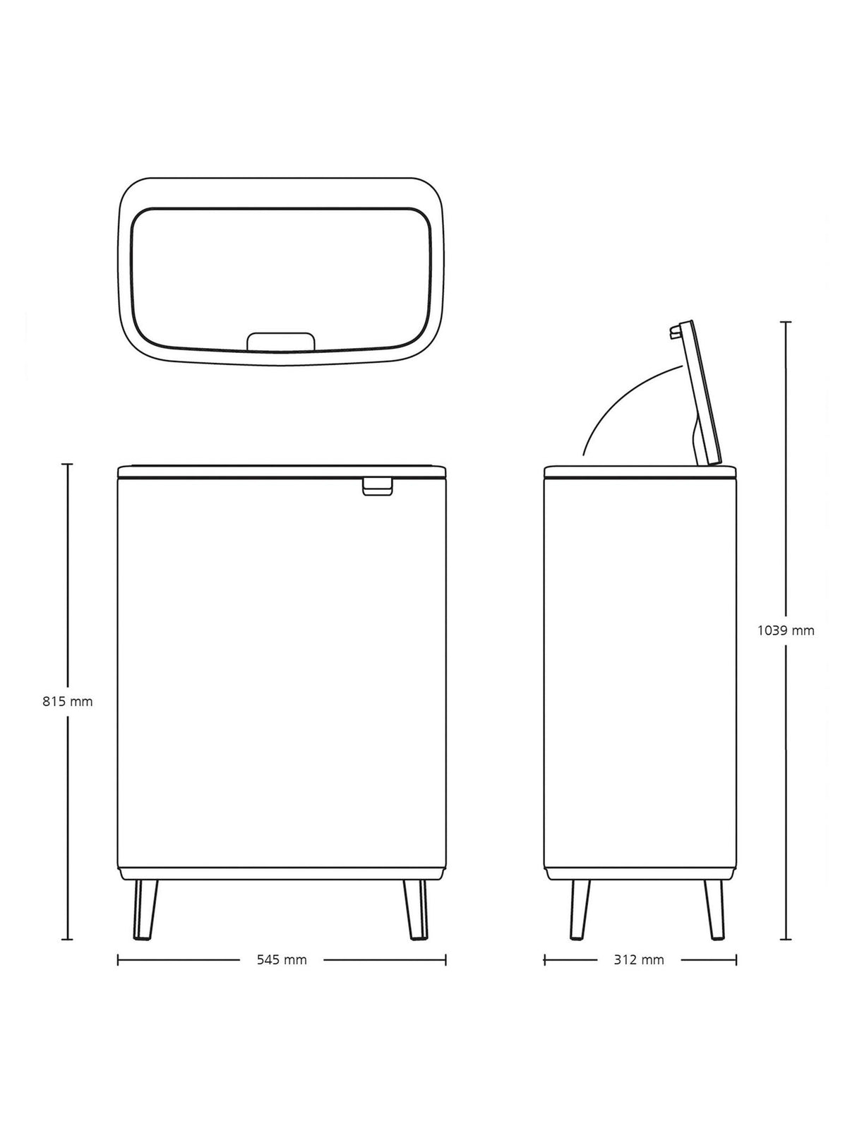 Brabantia Bo Hi 2x 30L Recycling Touch Bin Stainless - Mineral Concrete Grey