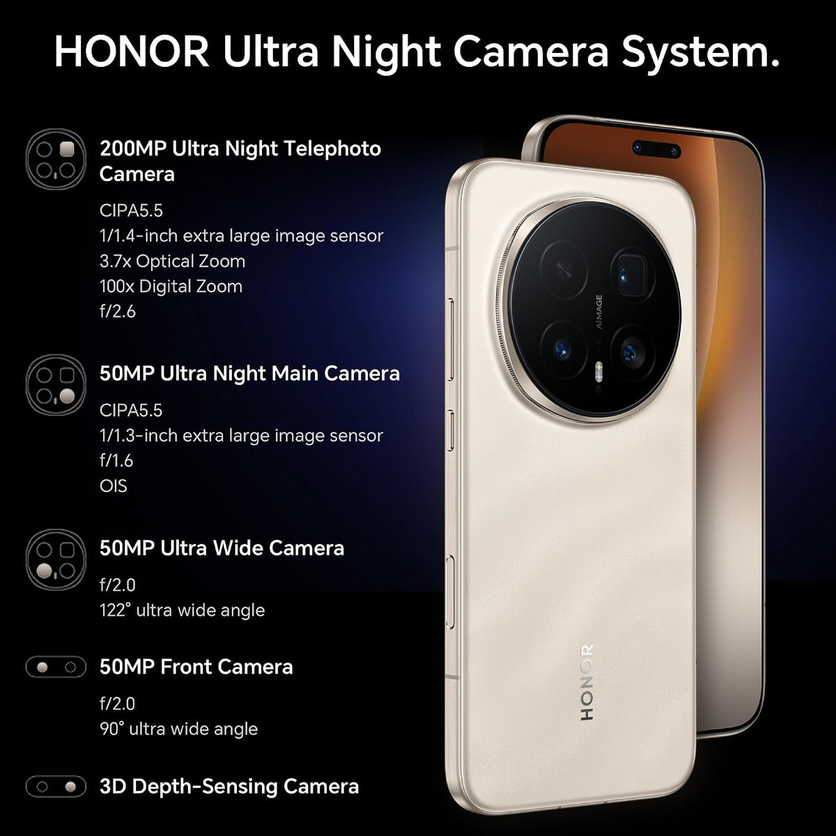 HONOR Magic8 Pro 512GB 12GB 5G DualSIM+eSIM Unlocked Smartphone Sunrise Gold