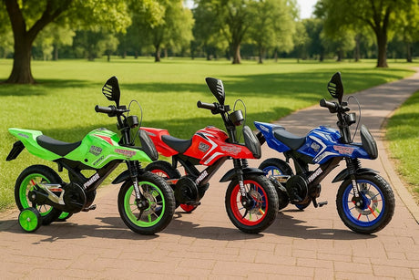 TOV UKCA 16" Wheels Age 4-7 Boys Motorcycle Bike with Stabilisers - Blue