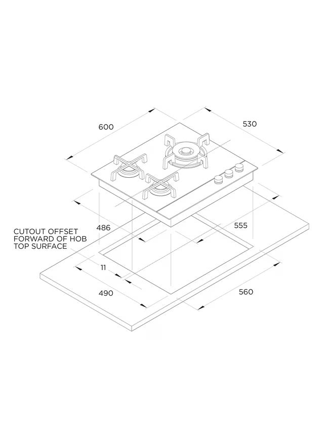 Fisher & Paykel Series 9 Minimal CG603DNGGB4 60cm Gas Hob - Black Glass
