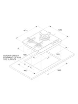 Fisher & Paykel Series 9 Minimal CG603DNGGB4 60cm Gas Hob - Black Glass