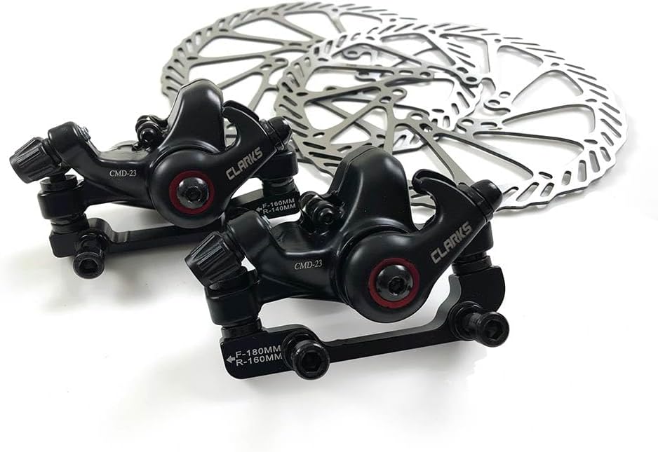 Clarks CMD-23 MTB Hybrid Front & Rear Disc Brake Set 160mm Rotors - Black