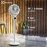 Electrolux FlowAir COL1725 24W 9-Speed 3D Oscillating Pedestal Fan - White