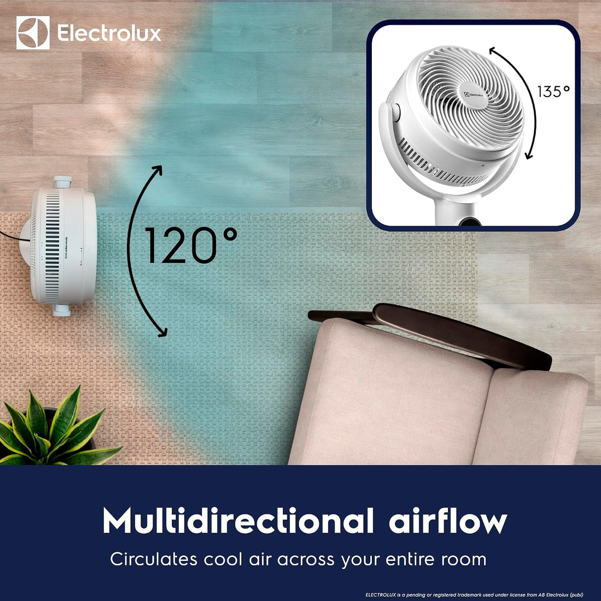 Electrolux FlowAir COL1725 24W 9-Speed 3D Oscillating Pedestal Fan - White