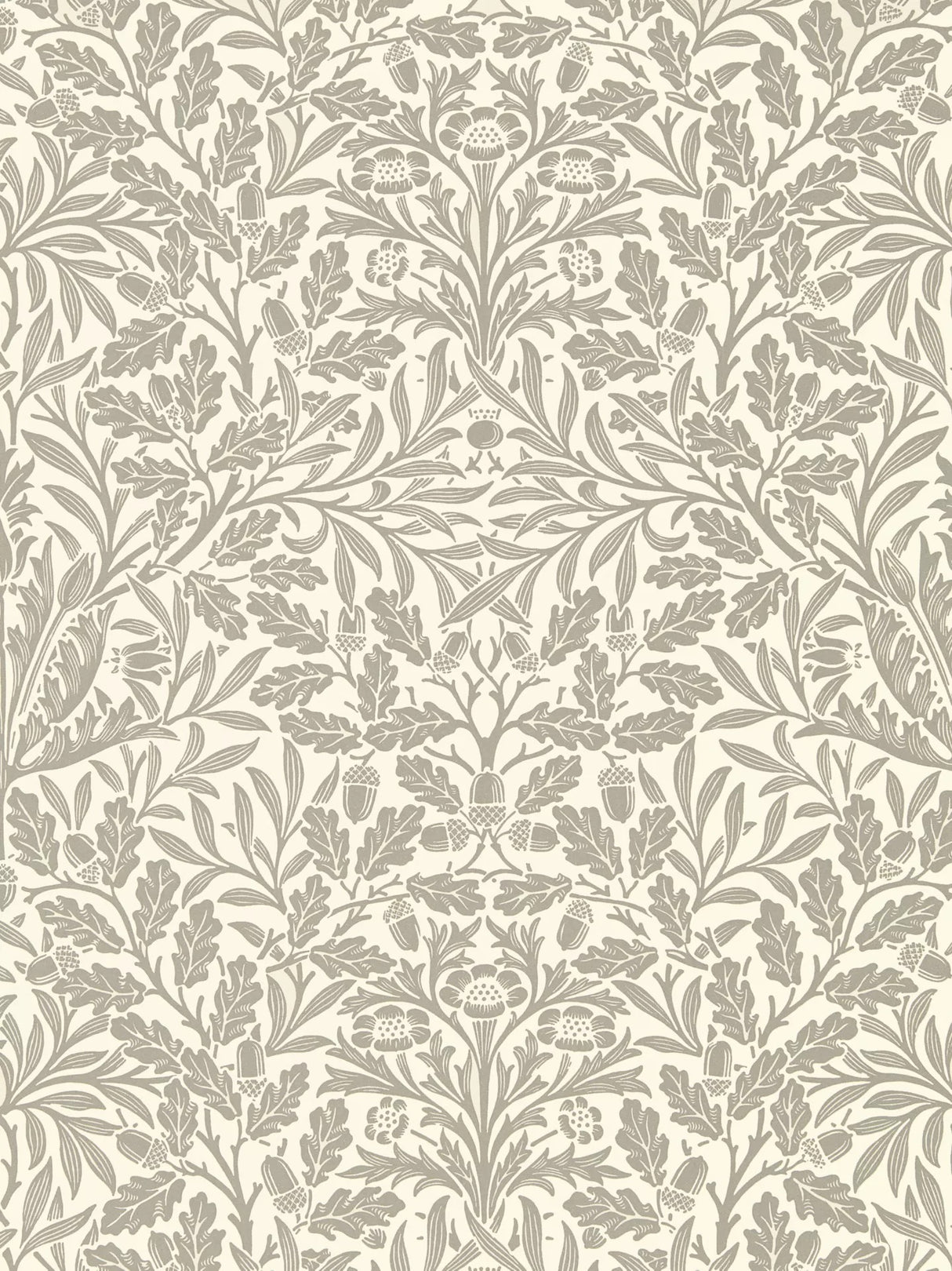 Morris & Co. Pure Acorn Wallpaper DMPU216042 L10.05m x W52cm - Ecru / Pewter - Kazoop 