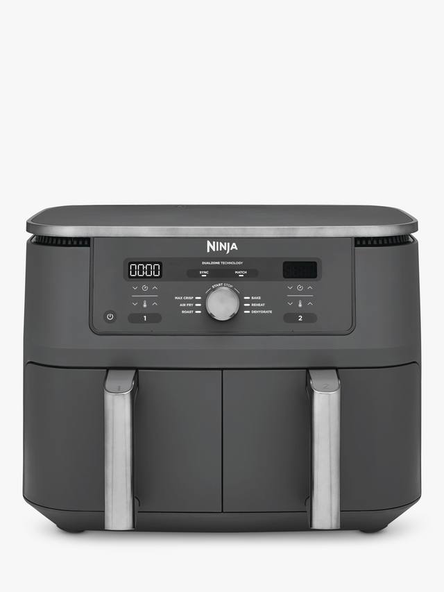 Ninja DZ400UK 9.5L Double Drawer 6-in-1 Cooking Functions Air Fryer - Grey