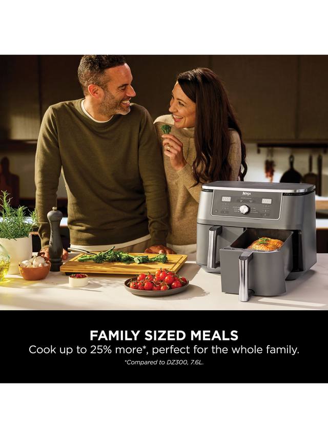 Ninja DZ400UK 9.5L Double Drawer 6-in-1 Cooking Functions Air Fryer - Grey