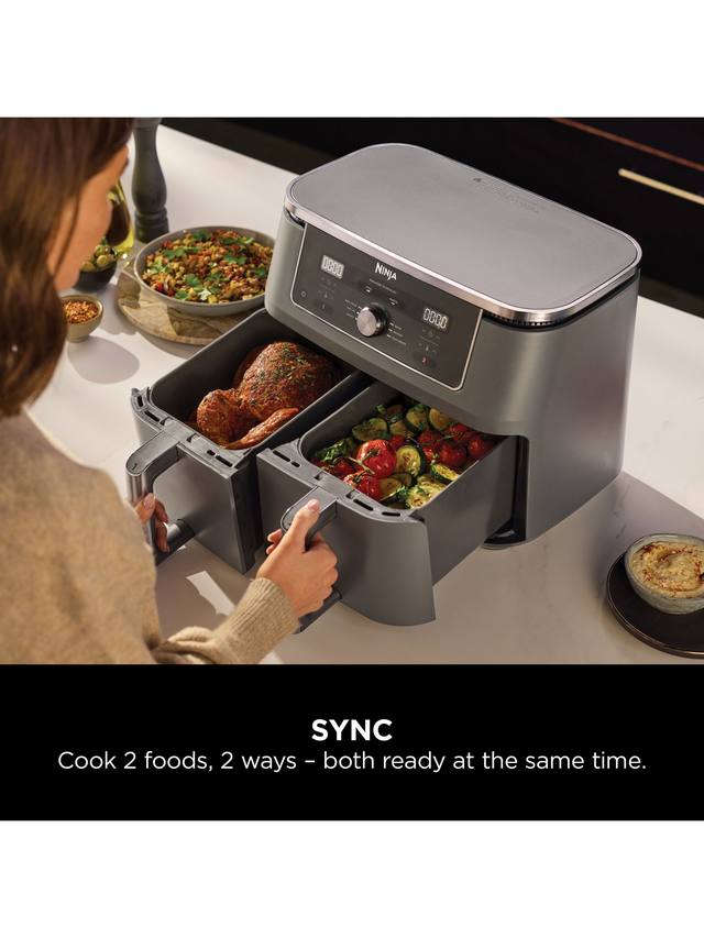 Ninja DZ400UK 9.5L Double Drawer 6-in-1 Cooking Functions Air Fryer - Grey